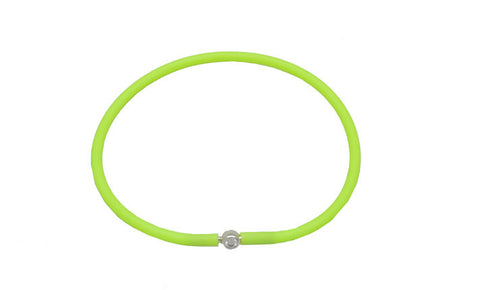 Vegan Lime Green Silicone Bracelet - Silver with Diamond CZ