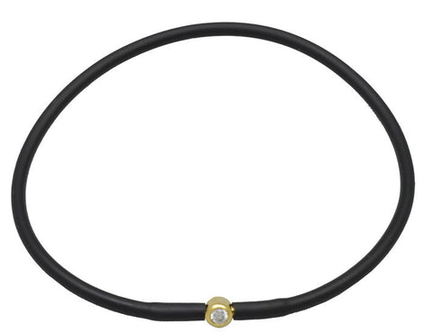Debra Shepard Vegan Black Silicone Bracelet - Gold with Diamond CZ