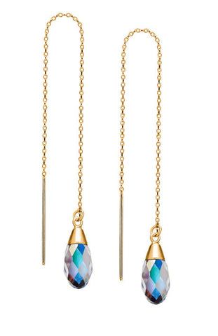 14K Gold Vermeil Threader Earrings with Crystal AB Swarovski Crystals