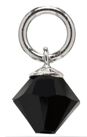Sterling Silver Black Diamond Drop Swarovski Crystal Charm
