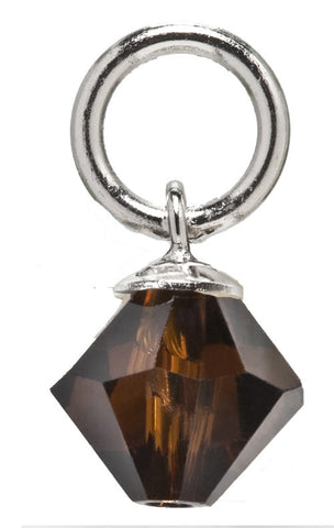 Sterling Silver Mocca Drop Swarovski Crystal Charm