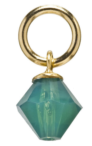 Gold Emerald Drop Swarovski Crystal Charm