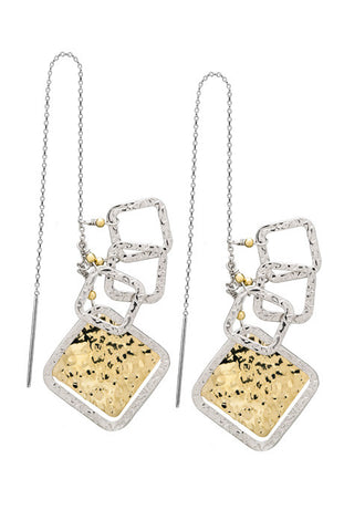 Debra Shepard Hammered Geometric Silver & Gold Earrings