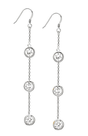 Sterling Silver Diamond Drop CZ Chandelier Earrings