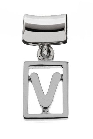 Monogram Silver Charms Letter V