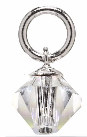 Sterling Silver Diamond Drop Swarovski Crystal Charm