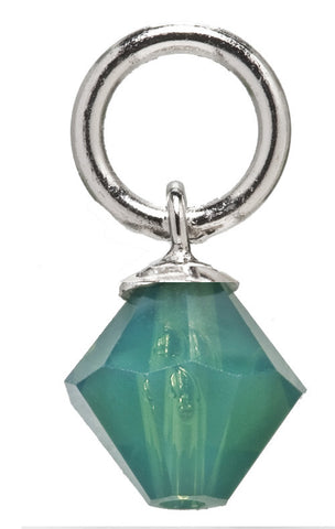 Sterling Silver Emerald Drop Swarovski Crystal Charm