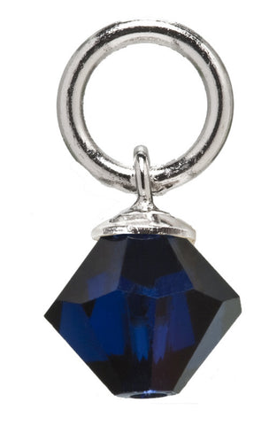 Sterling Silver Dark Indigo Swarovski Crystal Charm