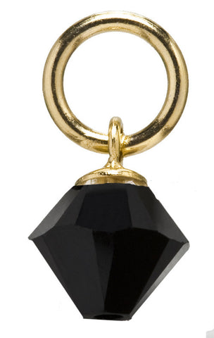 Gold Black Diamond Drop Swarovski Crystal Charm