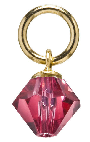 Gold Pink Swarovski Crystal Charm