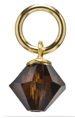 Gold Amber Drop Swarovski Crystal Charm