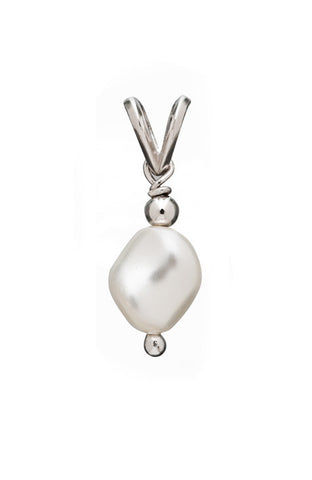 Pearl Drop Silver Charm